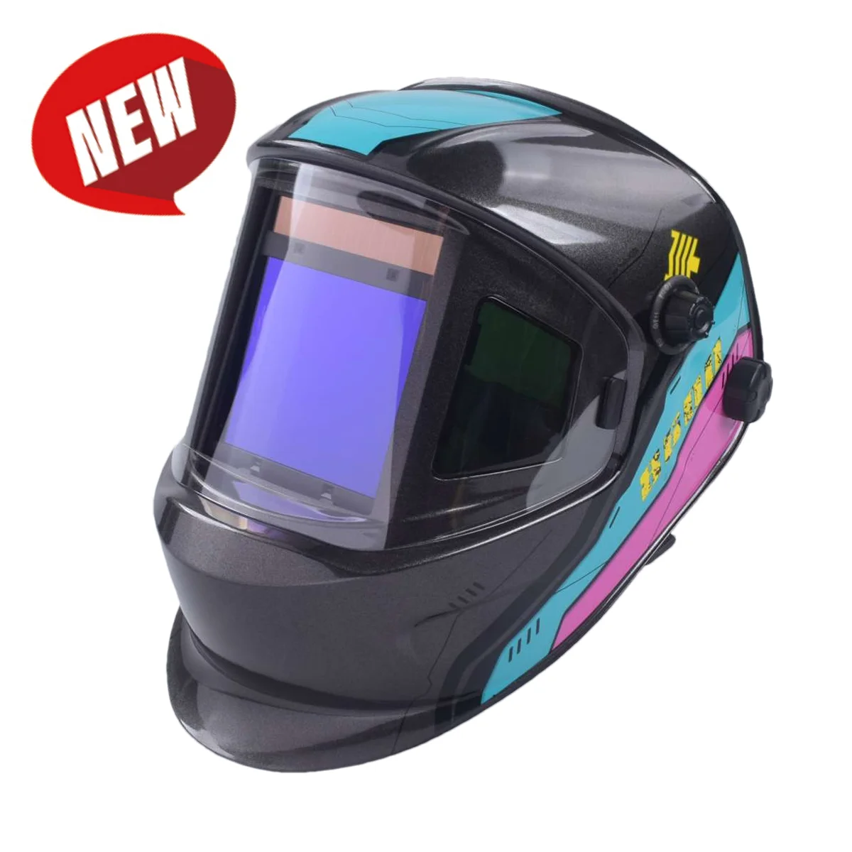 Rokio KM-8600 650A Large 133*114mm ADF 180 Degree True Color Solar Energy Auto Darkening Welding Helmet with Side View