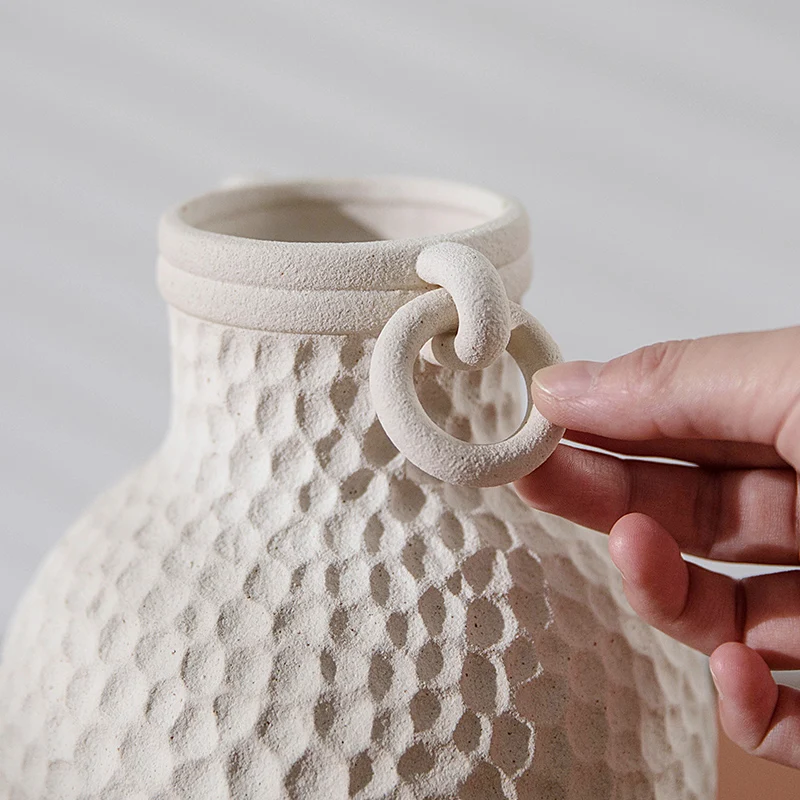 Dual-Ear Handle Ancient Greek Vase Style Indoor Ceramic Pots for Plants Home Decor Ornament Centerpieces Ceramic Flower Vase