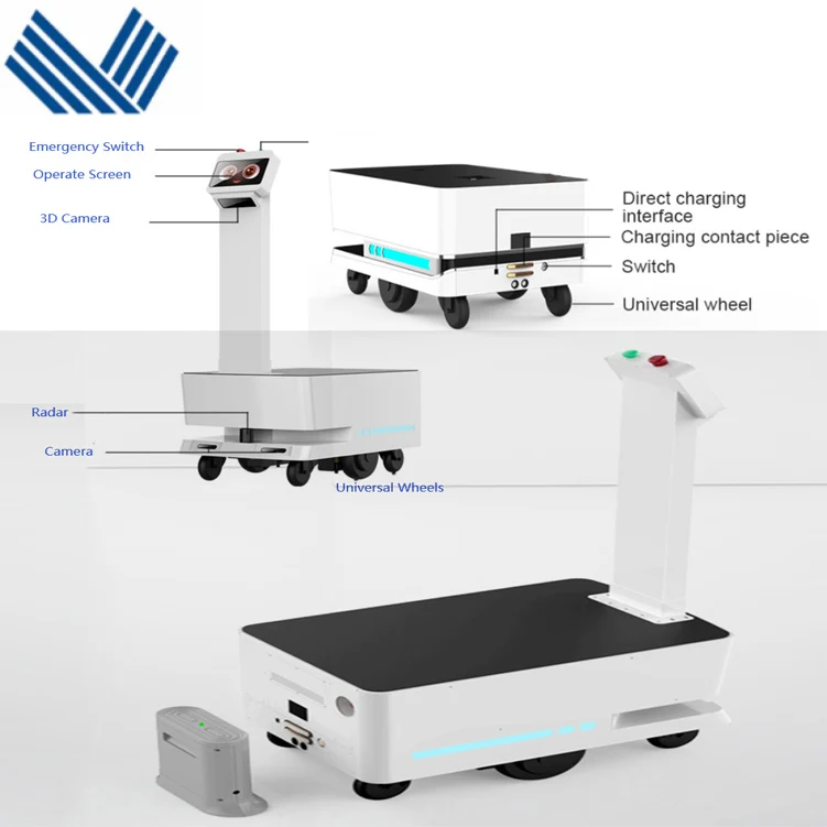 AGV Robot Warehouse Logistics LiDAR Automated Guided Vehicle Autonomous Mobile Robot ARM Payload Robot