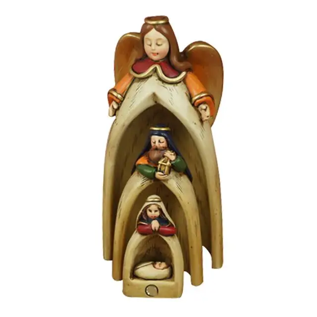 
Polyresin Vintage Color Nativity Set 3 Pieces Virgin Mary with Angel Figurines for Christmas Resin Cartoon Animal Nautical T/t 