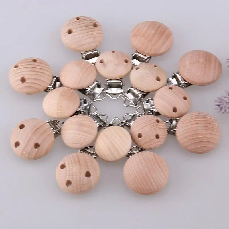 Custom Round Pacifier Wood Metal Adjusters Clips Wholesale Round Suspender Clip For Strap