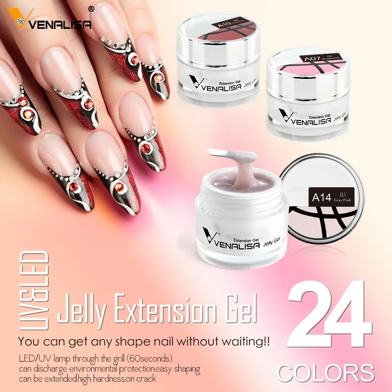VENALISA 50ML OEM/ODM Manicure Private Label LED UV Fast Cure Nail Extension Thick Camouflage Color Nail Art Building Jelly Gel