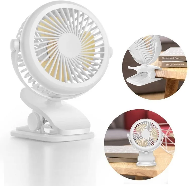 Rechargeable USB Powered Mini Clip on Desk Fan ultra Quiet Portable Fan for Desktop Office 360 degree rotation Black