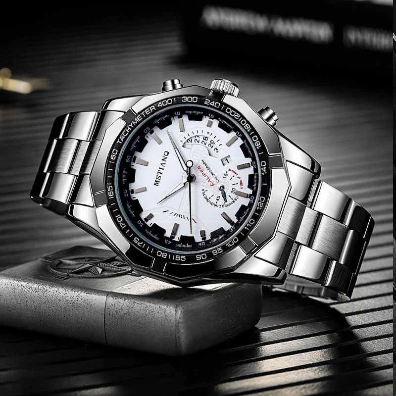 Luxury Fashion   Business Casual Simple Quartz clock men watch logo Stainless Steel Wristwatch  Men watch