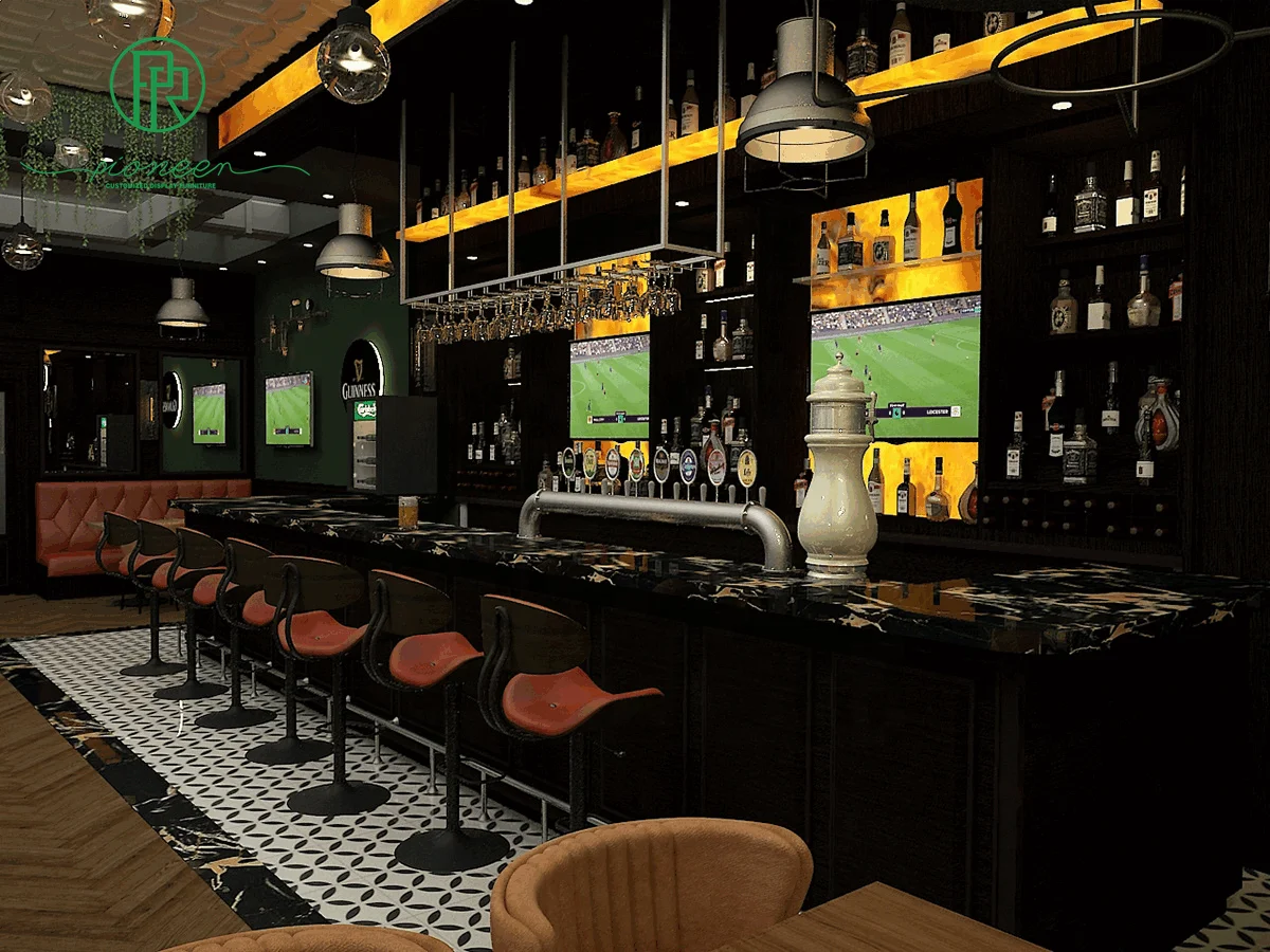 Irish Restaurant Pub Counter Design Sport Bar Furniture Commercial Hookah Lounge Bar Counter for sale