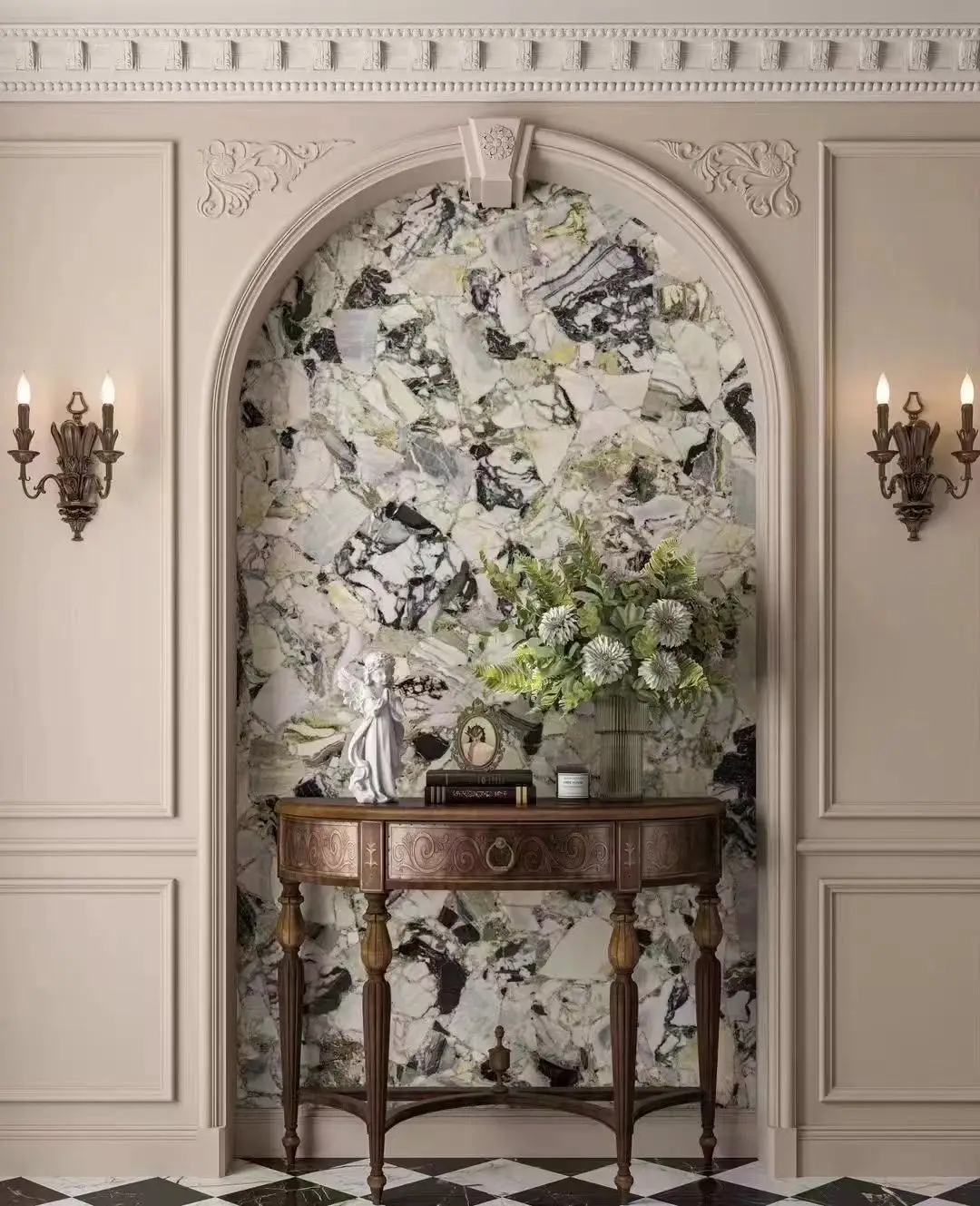 Hot Selling Custom Design Green Marble Travertine Tile Slab Luxury Beauty with Low MOQ Polished or Honed Surface for Villas