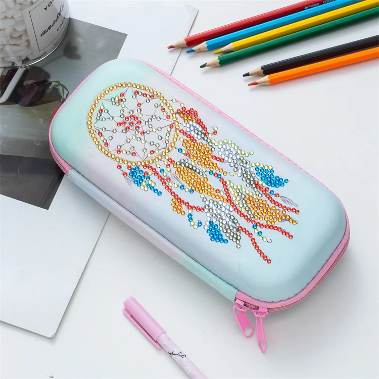2023 new manufacture wholesale dream catcher diamond painting stationery storage box DIY children pencil box