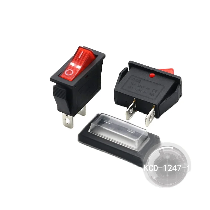 China Factory ON OFF 3PIN Single Pole Covered Rocker Switch T85/55 With 220V LED