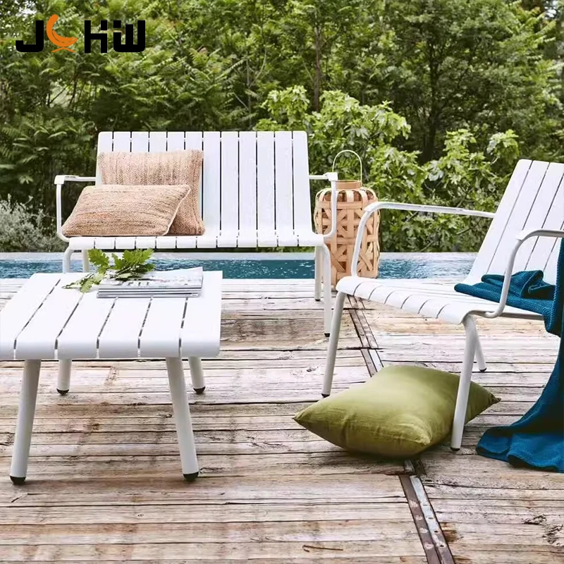 China Factory Customize Multi-Color Aluminum Patio Villa Hotel Furniture Project Outdoor Sofa Metal Garden Sofa Set