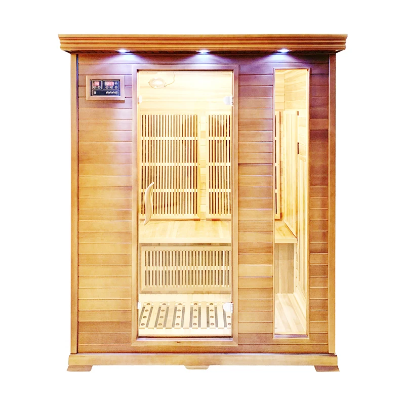 Factory direct sale indoor red cedar 3 person far infrared cabinet sauna
