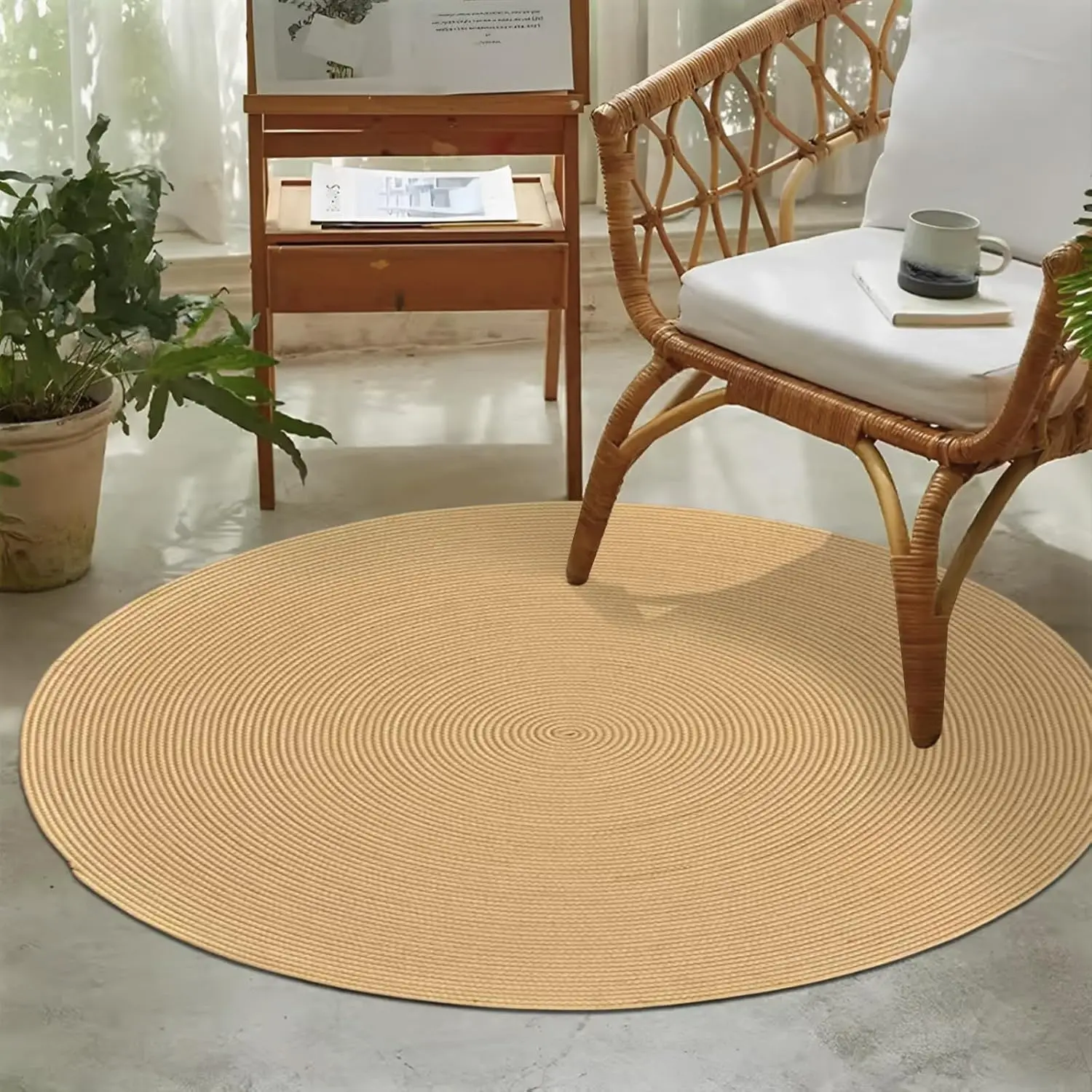 Hot Selling Customized Jute Home Decor Round Cotton Braided Rug 90cm 2024 New Arrival Washable 3 Fts Rope Woven Carpet