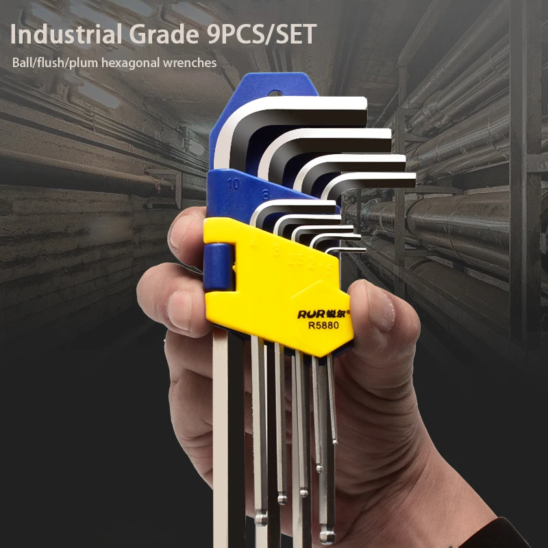 9PCS Allen Keys L Type Hex Wrench Flat Ball Star Torx Head Spanner CR-V Hexagonal Wrench Set Multifunction Hand Tools
