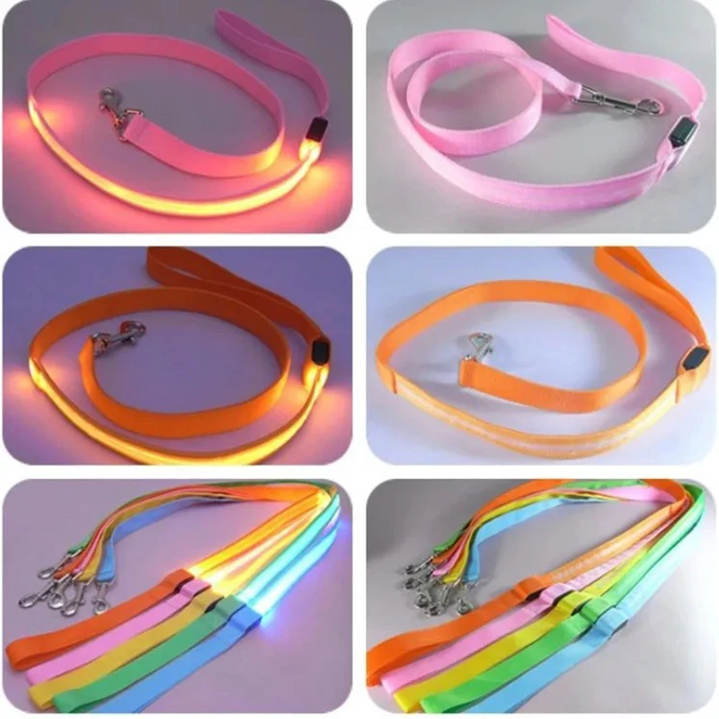 LED Dog Leash Light Up Dog Leash USB Rechargeable Solid Nylon Webbing Glow Safety Standard Pet Leash for Dog Products