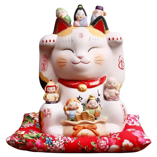 Japanese traditional Lucky Cat decoration Fukusuke ornaments