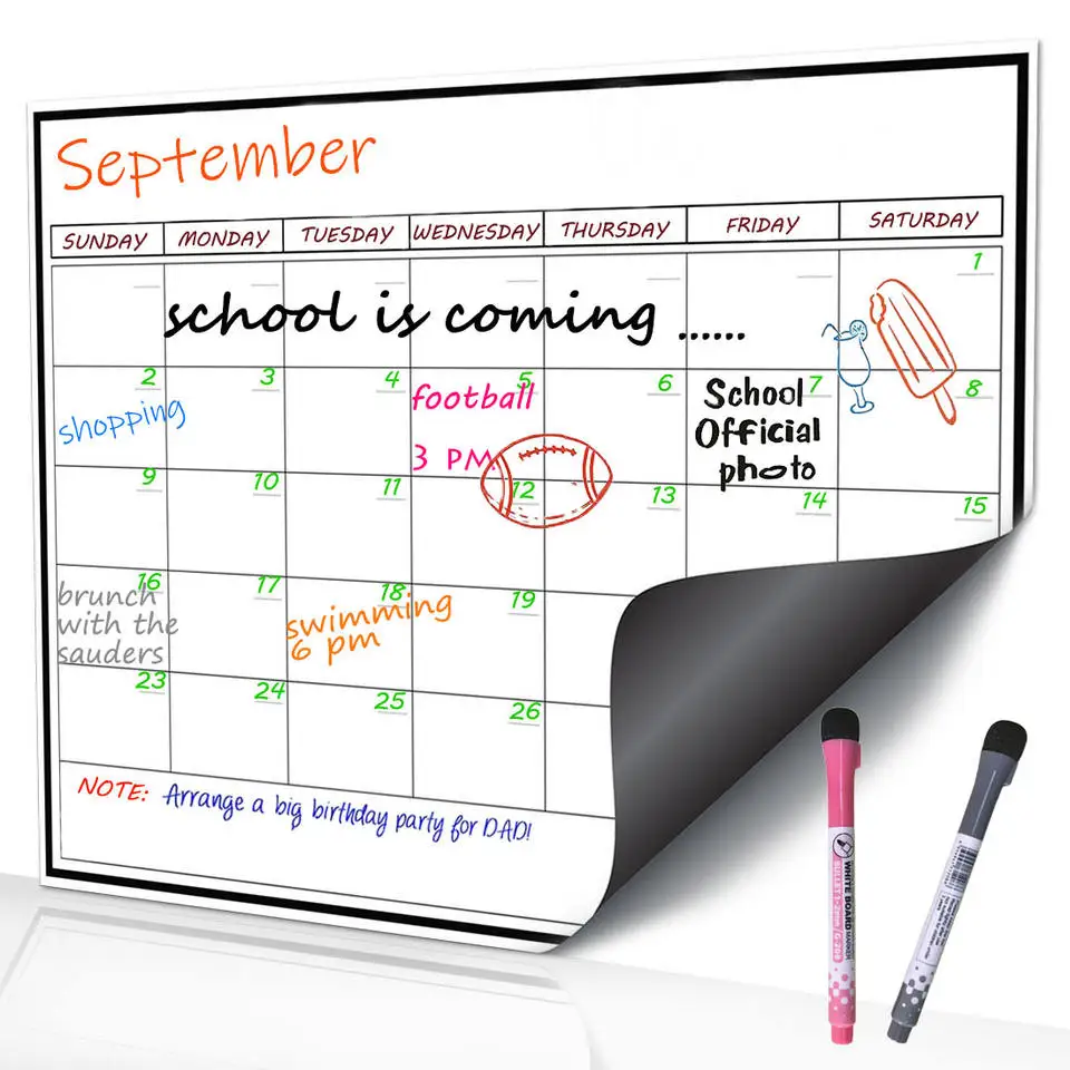 Dry Erase Magnetic Calendar For Refrigerator Monthly Fridge Planner
