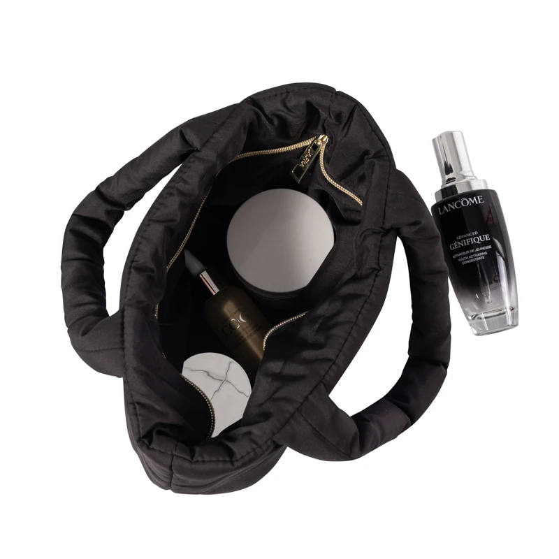 lightweight black puffer tote bag for women sotf quilted padding handbag bag