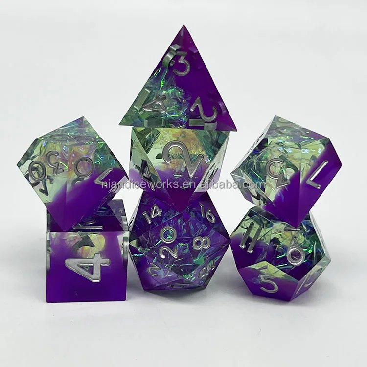 transparent blue  d&d handmade sharp edge resin dice