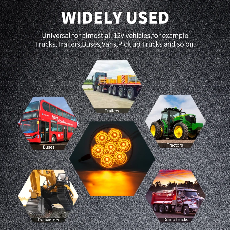 dual color round clear lens led light truck side marker 2 inch truck accessories lights