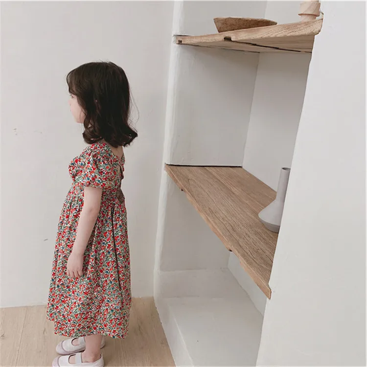 
hot sell Korea style girl dress summer backless Floral children girl dresses 