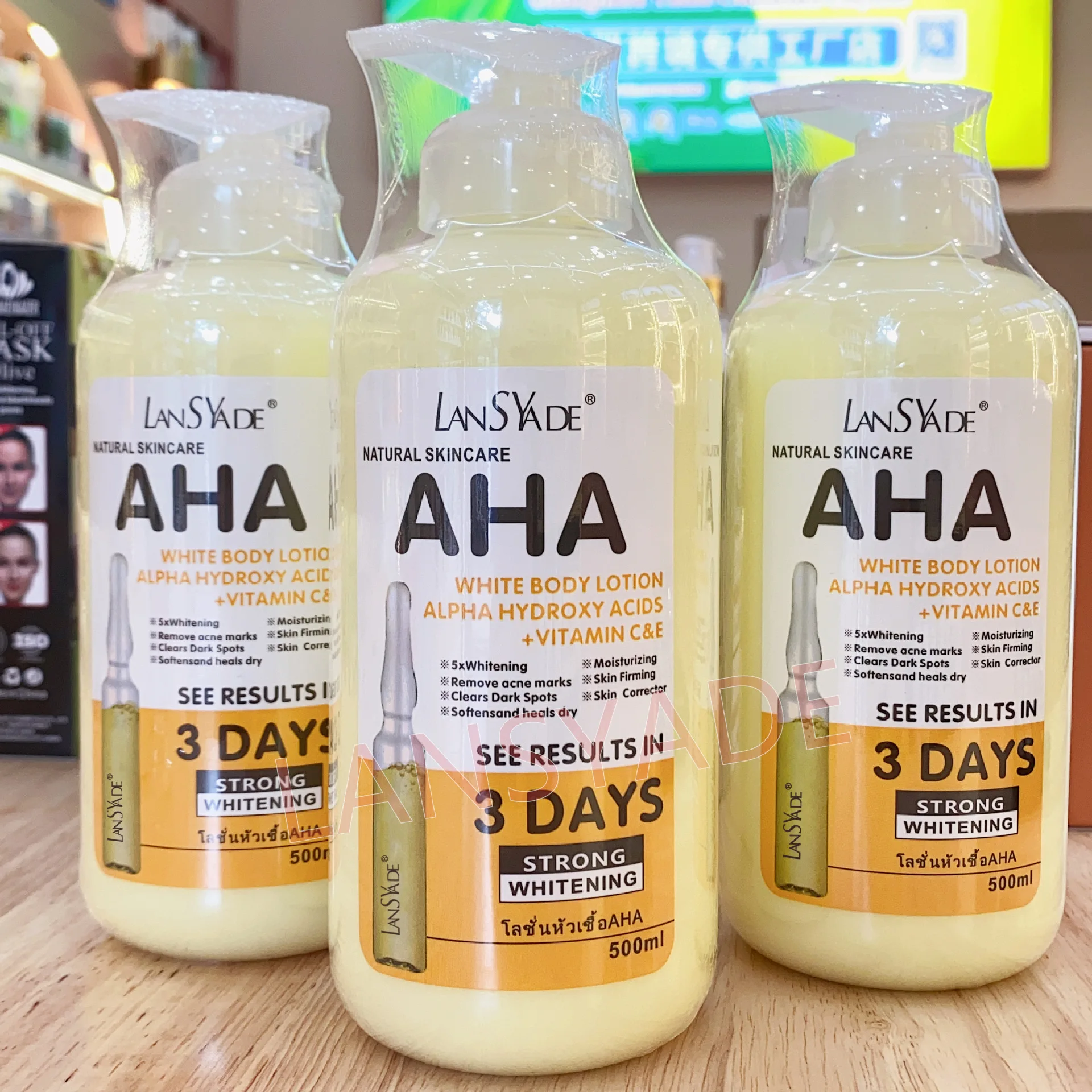 Wholesale OEM AHA fruit acid VC body milk VE beauty skin brightening body milk 500ml moisturizing milk   whitening body lotion