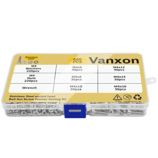 M3 Screws Bolts Nuts Washers Assortment M3x6mm/8mm/10mm/12mm/14mm/16mm 304 Stainless Steel Socket Head Cap Screws Kit