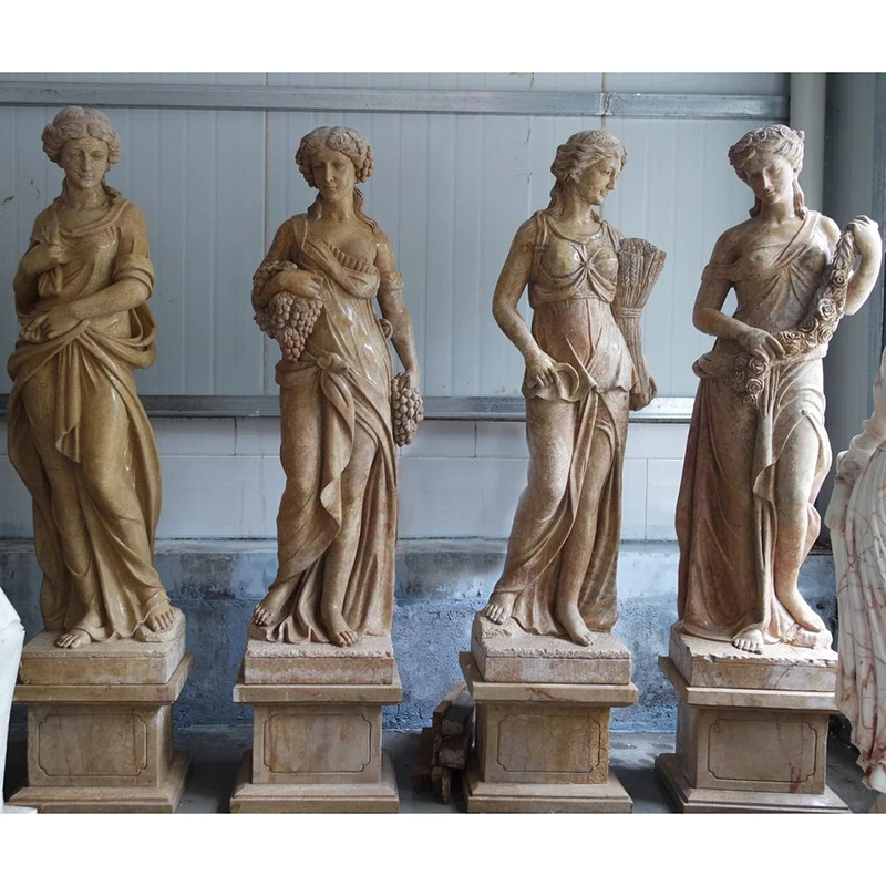 Factory Hand Carving Garden Decoration Marble Greek Figure Sculpture Large Four Seasons Goddess Marble Statues For Sale