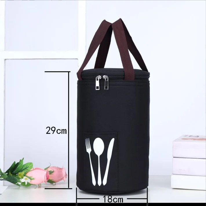 New Round insulated carrying lunch bag camping fresh food picnic bag foldable outdoor waterproof cooler tote bag