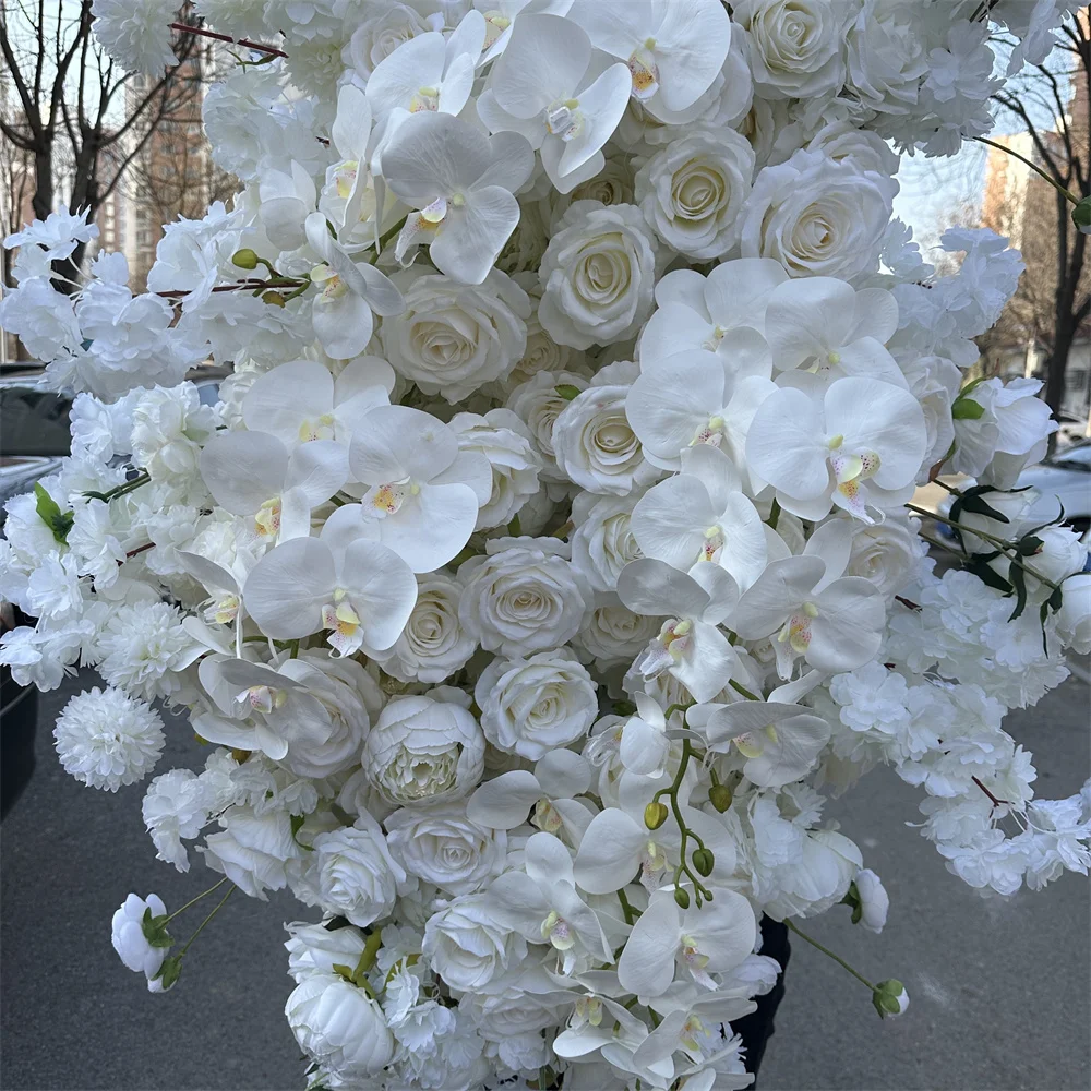 IFG Wholesale Large Flower Arches 2 Piece White Silk Flowers Artificial for Wedding Arch Decor