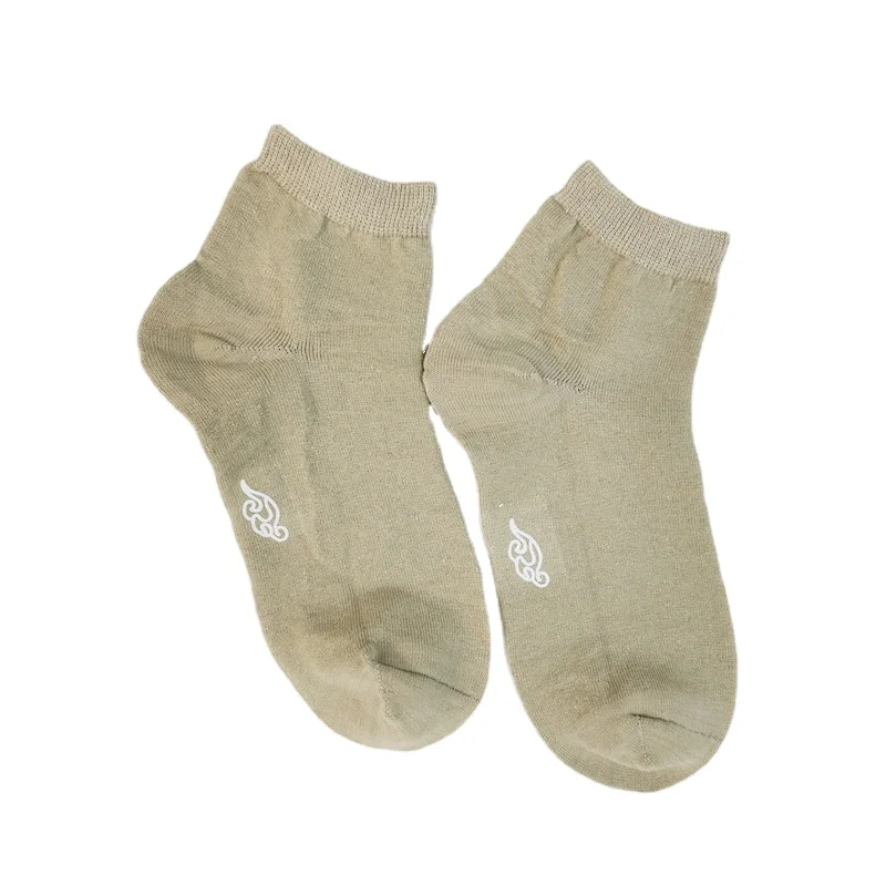 Man Natural Linen Cotton Woven Ankle Socks Logo Printed Breathable Deodorization Heavy Hemp Quarter Sock