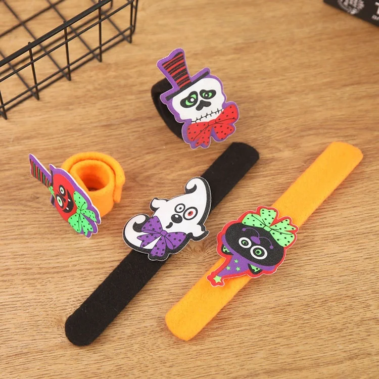 Promotional Holiday Pumpkin Ghost Bracelet for Kids Gift Halloween Slap Bracelet Halloween Party Supplies