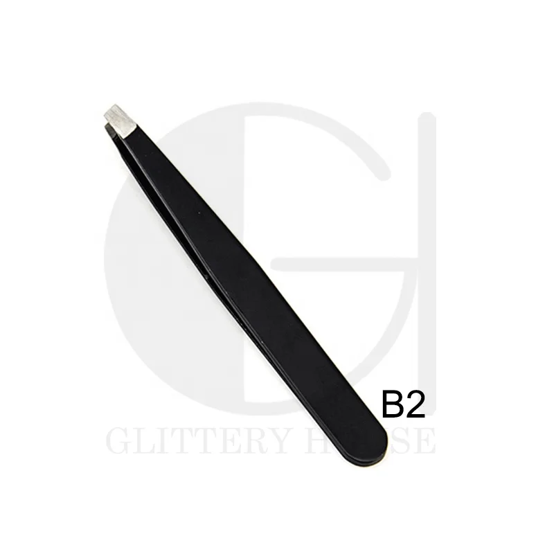 
black eyebrow tweezer eyelash makeup tools private label cosmetic extensions wholesale eyebrow clip slant tip tweezers 