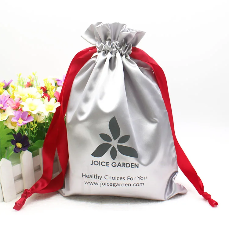 Custom satin lingerie bag satin wigs storage packaging pouch dust bag for handbag