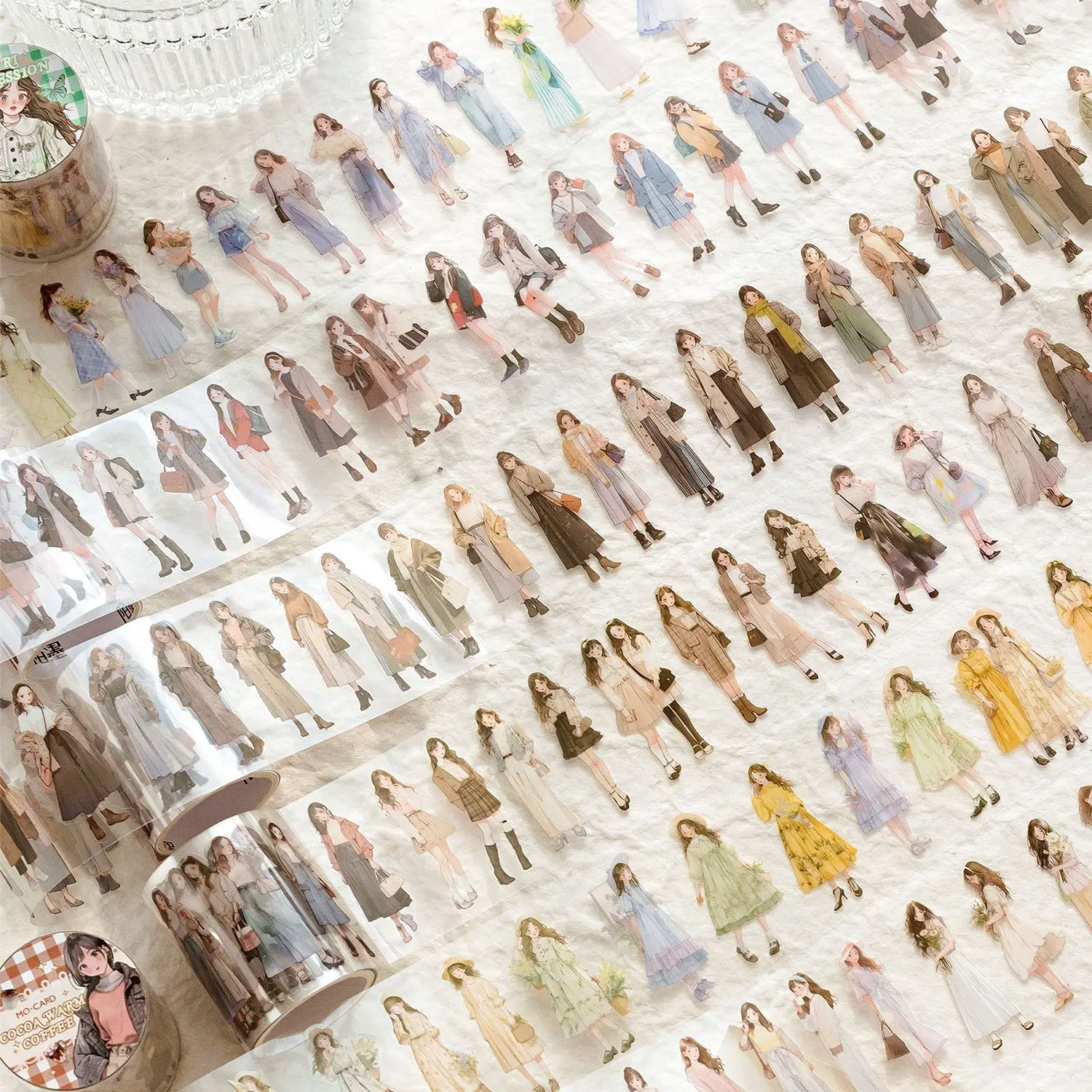 2M/Roll PET die-cutting tape Life daily series Exquisite girl handbook collage material