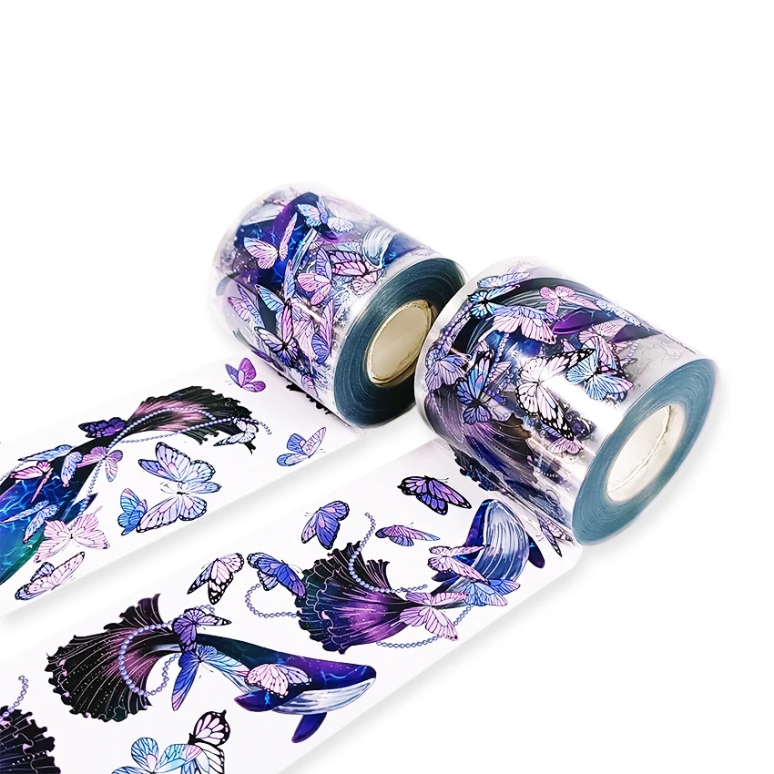 Custom cute decorative journal masking transparent butterfly stickers tape, vinyl washi DIY brand logo PET sticker sheet