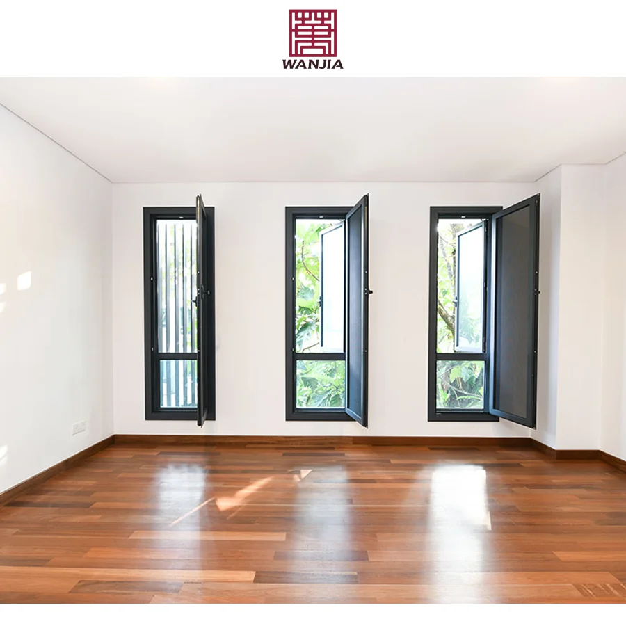 WANJIA simple design aluminum french casement window CE certificates casement windows