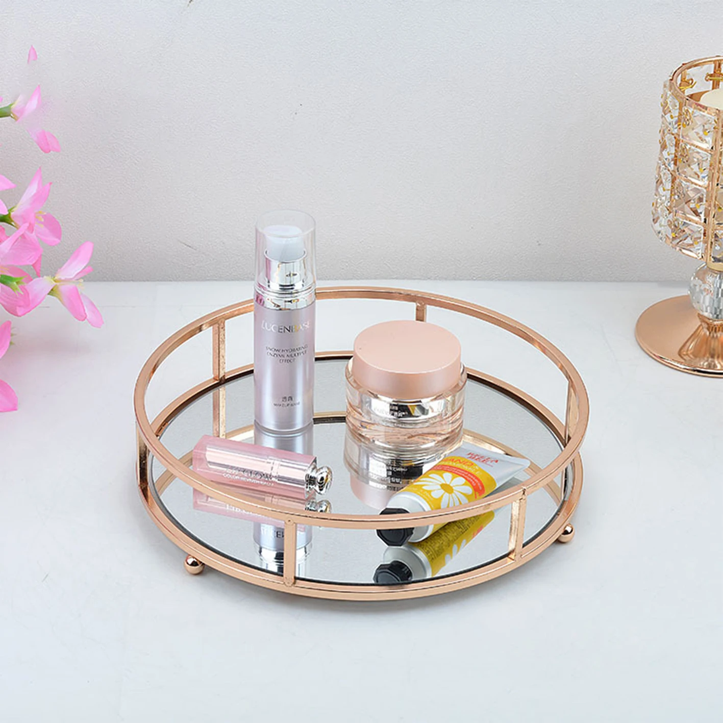 Home Decoration Storage Trays Silver Restaurant Tea Coffee Fancy Serving Dishes for Eid Mubarak