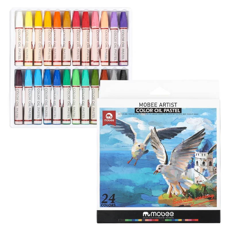 Mobee P-3412/24 Professional non toxic 24 vivid colors oil pastel set factory wholesale oil pastel set for painting beginner