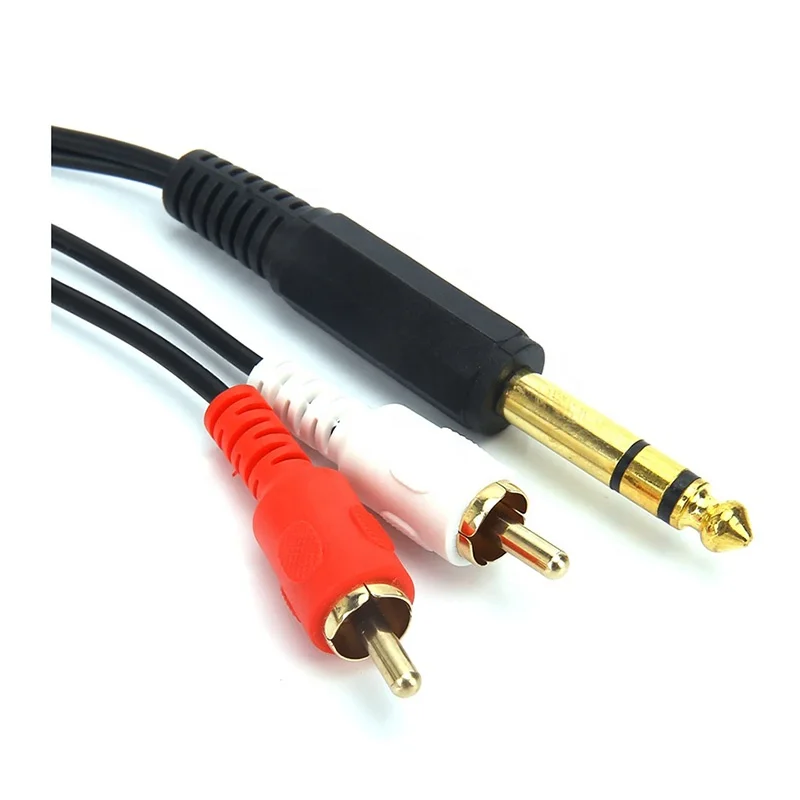 Gold-Plated 1/4 inch 6.35mm Male TRS Stereo Plug to 2 RCA Phono Male Audio Y Splitter Cable 1.5 M (5 FT)