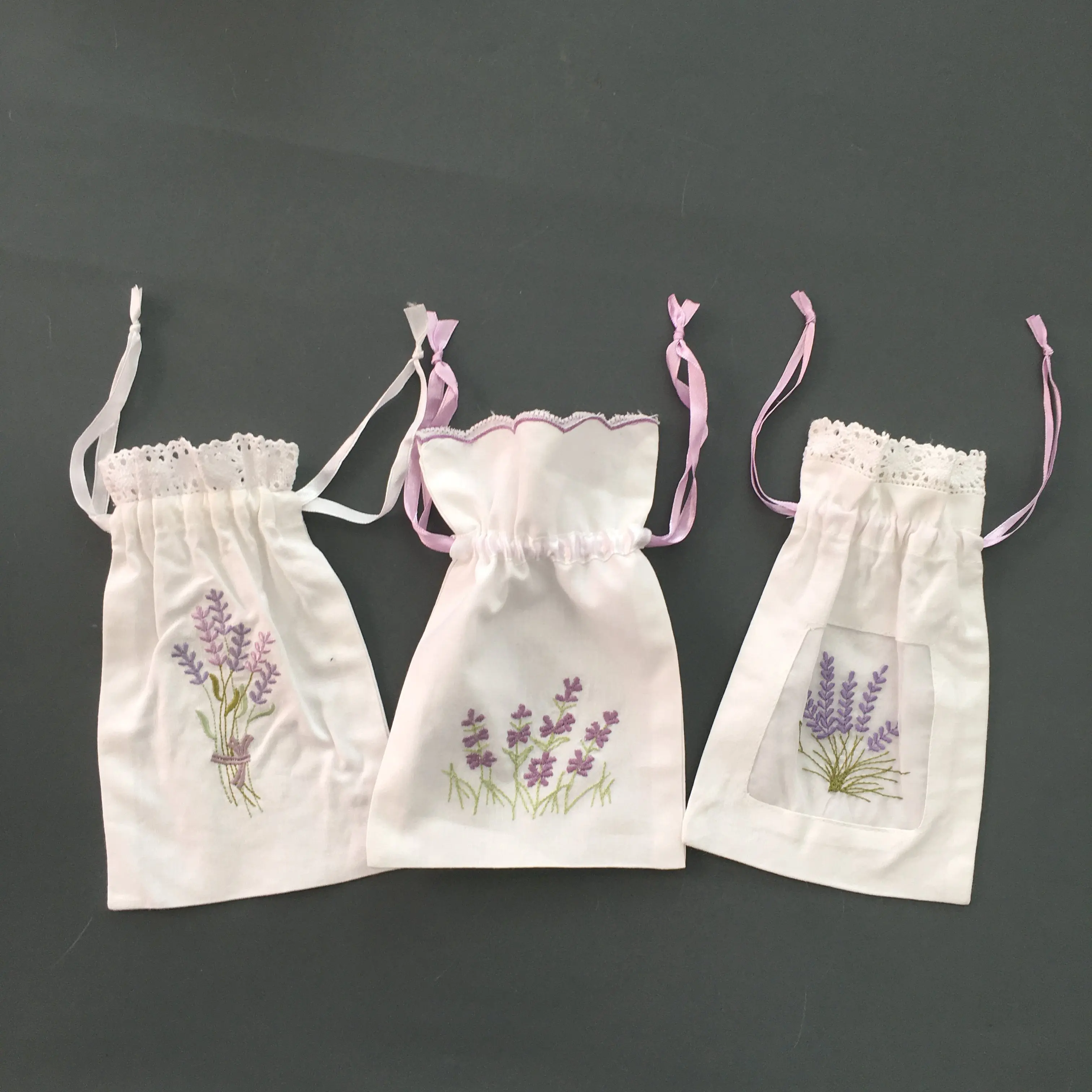 Cotton embroidered lavender Sachet bag Scent bags drawstring bag