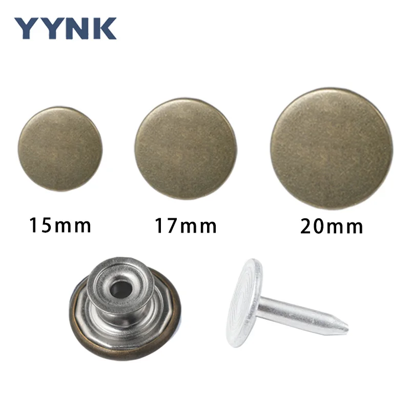 Factory Price 15MM 17MM 20MM Brass Jeans Button Metal Denim Button with Plastic Inside and Screw Nail for Jeans Pants