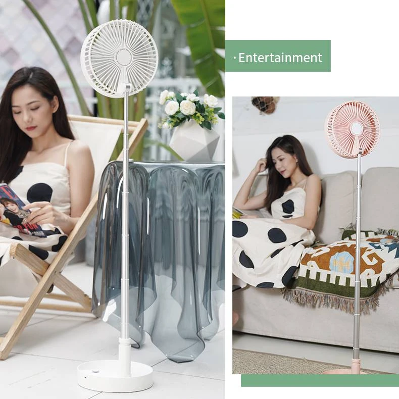 Smart Battery Level Display 8 Inches Foldable Storage Desktop Fan Home Office Rotatable Retractable Fan with Remote Control