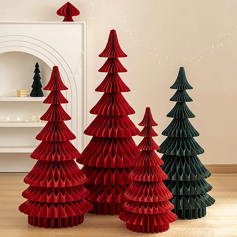 Christmas Decorations Origami Christmas Tree Ornaments 2024 New Christmas Atmosphere Scene Layout Shooting Props