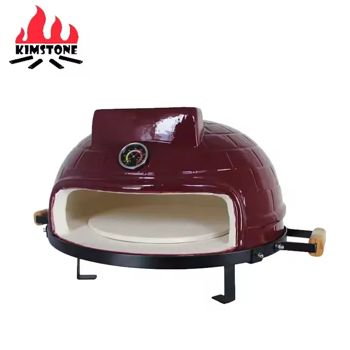 KIMSTONE 21 Inch Tabletop Pizza Oven Portable Pizza Stove Charcoal Woodfired Ceramic Bbq Grill