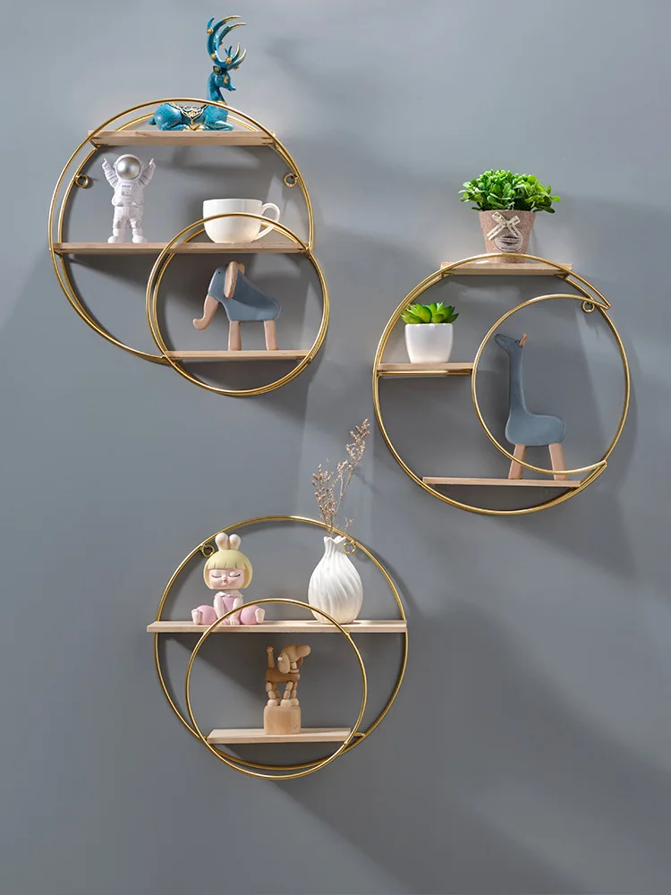 Nordic Creative Restaurant Wall Decoration Rack Wall Storage Rack Cold Drink Shop Wall Rack Without Punching