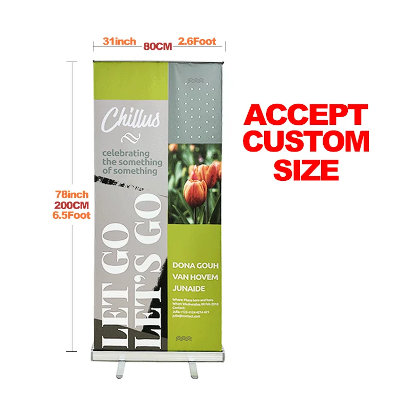 Custom Advertising Aluminum Roll Up Banner Portable Retractable Pull Up Banner Display Roll Up Stand