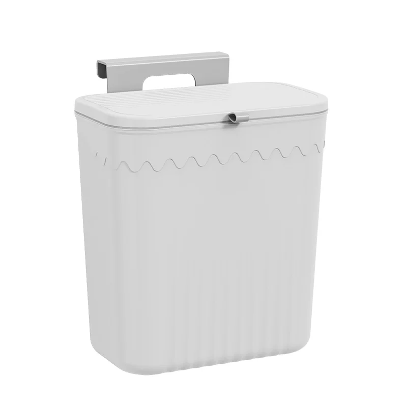 Kitchen Compost Bin Hanging Trash Can with Lid Kitchen Cabinet Door Under Sink Plastic Garbage Can Wall Mounted Slide Open