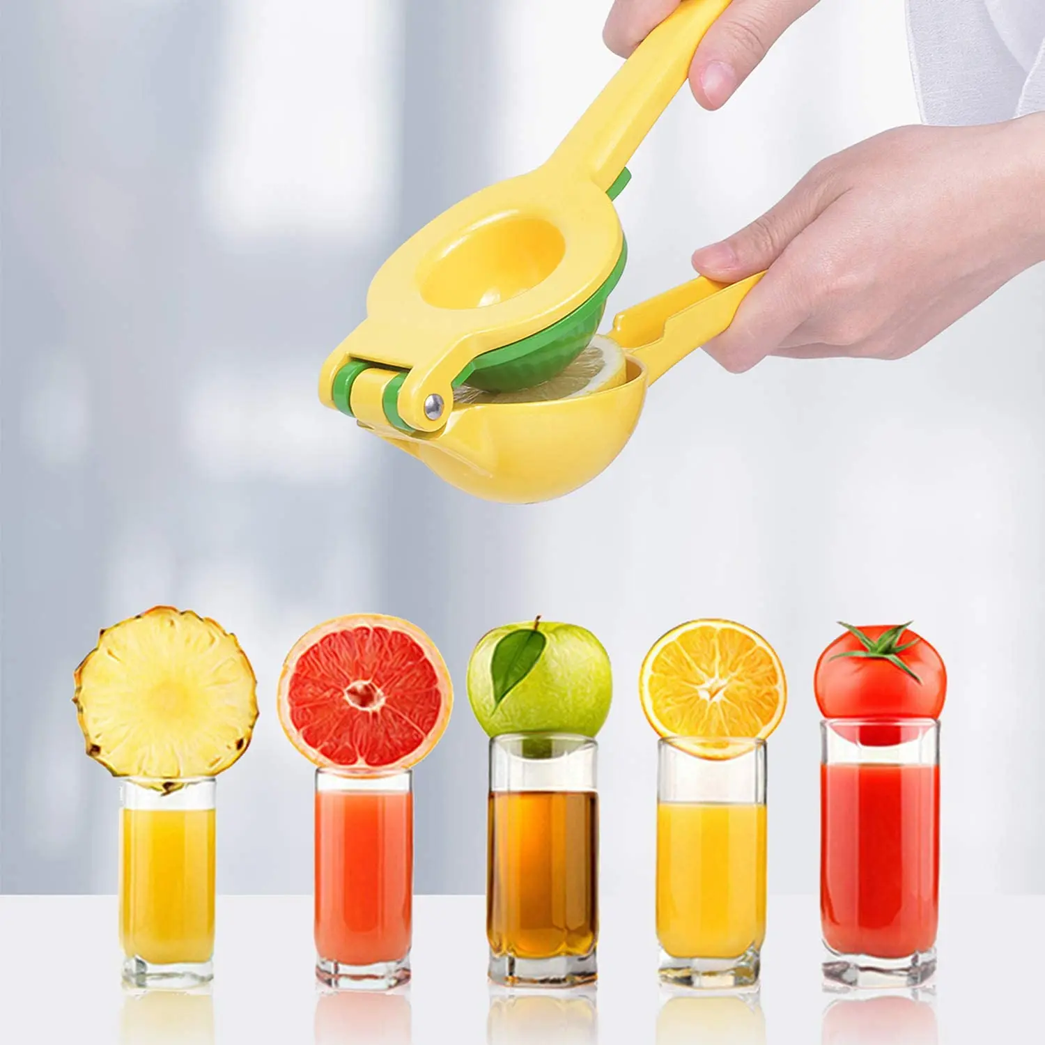 Premium 2-in-1 Durable Aluminum Alloy Hand Press Citrus Lime Fruit Juicer Metal Manual Lemon Squeezer