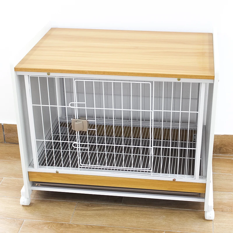 Wood pet house luxury heavy duty wire metal cat crate furniture aluminum travel outdoor dog cages crates with tray wheels