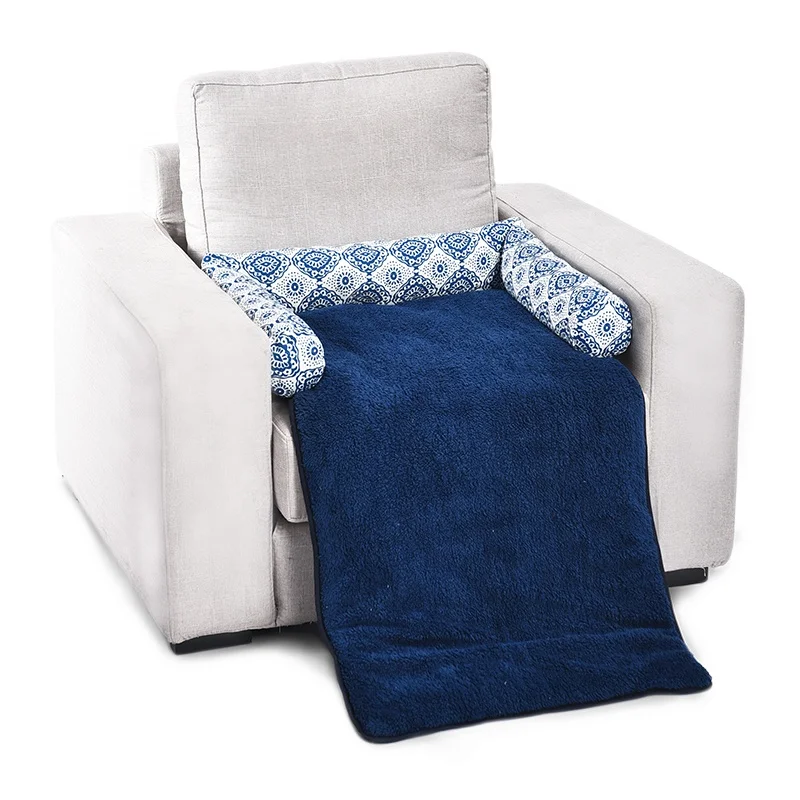 Petstar New Design Two Ways Use Custom Soft Tie-Dye Watercolor Blue Calico Pet Dog Cat Sofa Mat Bed