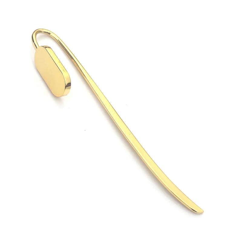 Bulk custom laser logo flat silver gold plated stainless steel metal blank bookmark